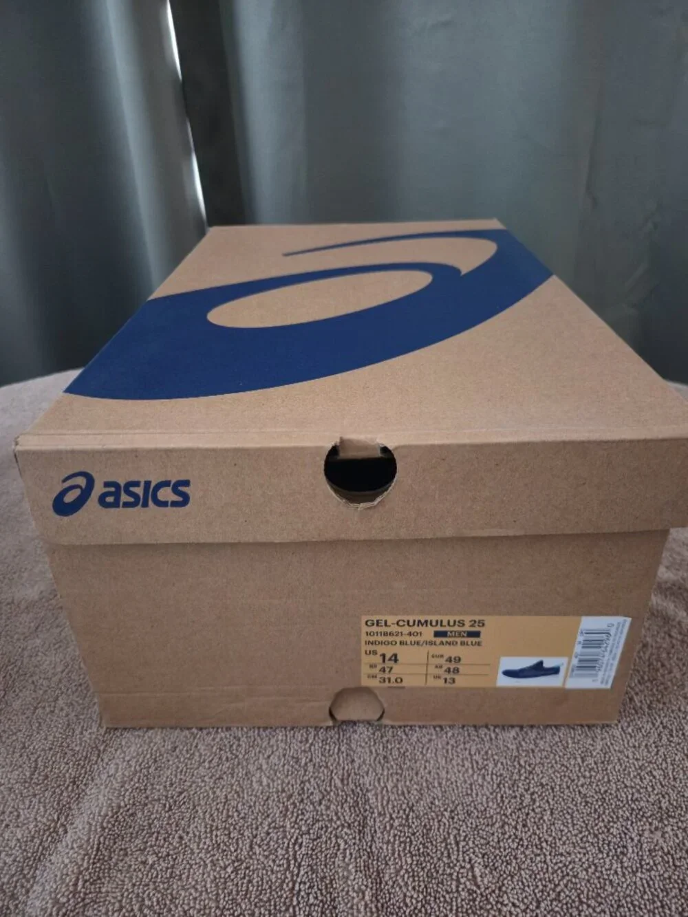 ASICS GEL-Cumulus 25 Running Shoes Indigo Blue Island Blue Men's 14 1011B621 Box